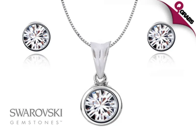 For QR115 Sparkle with a Gorgeous Sterling Silver Necklace & Earrings Set made with Swarovski Zirconia! (QR650 Value)